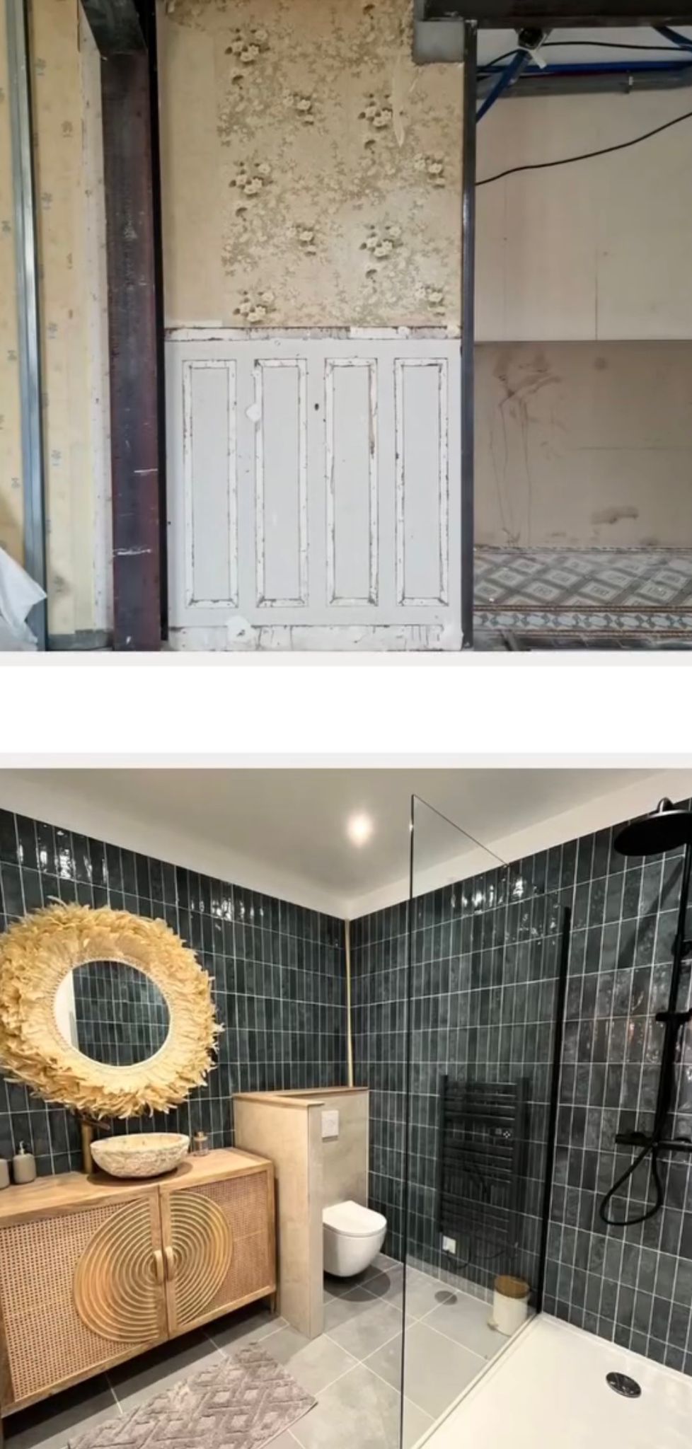 formes géométriques sur un mur en gris et blanc